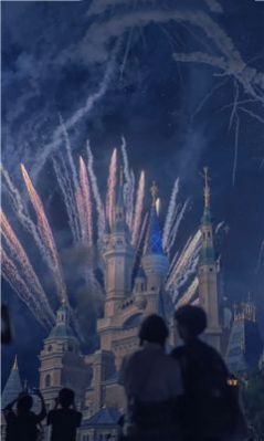 迪士尼城堡烟花背景图