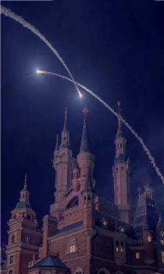 迪士尼城堡烟花背景图